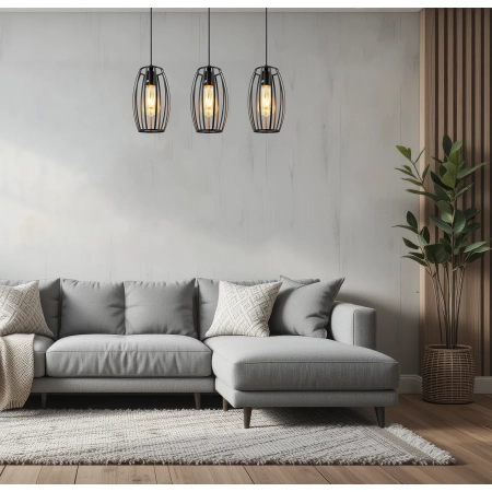 Lampa wisząca metalowa czarna 3-punktowa 7767/3 BL z serii ARES - Lampy Elem